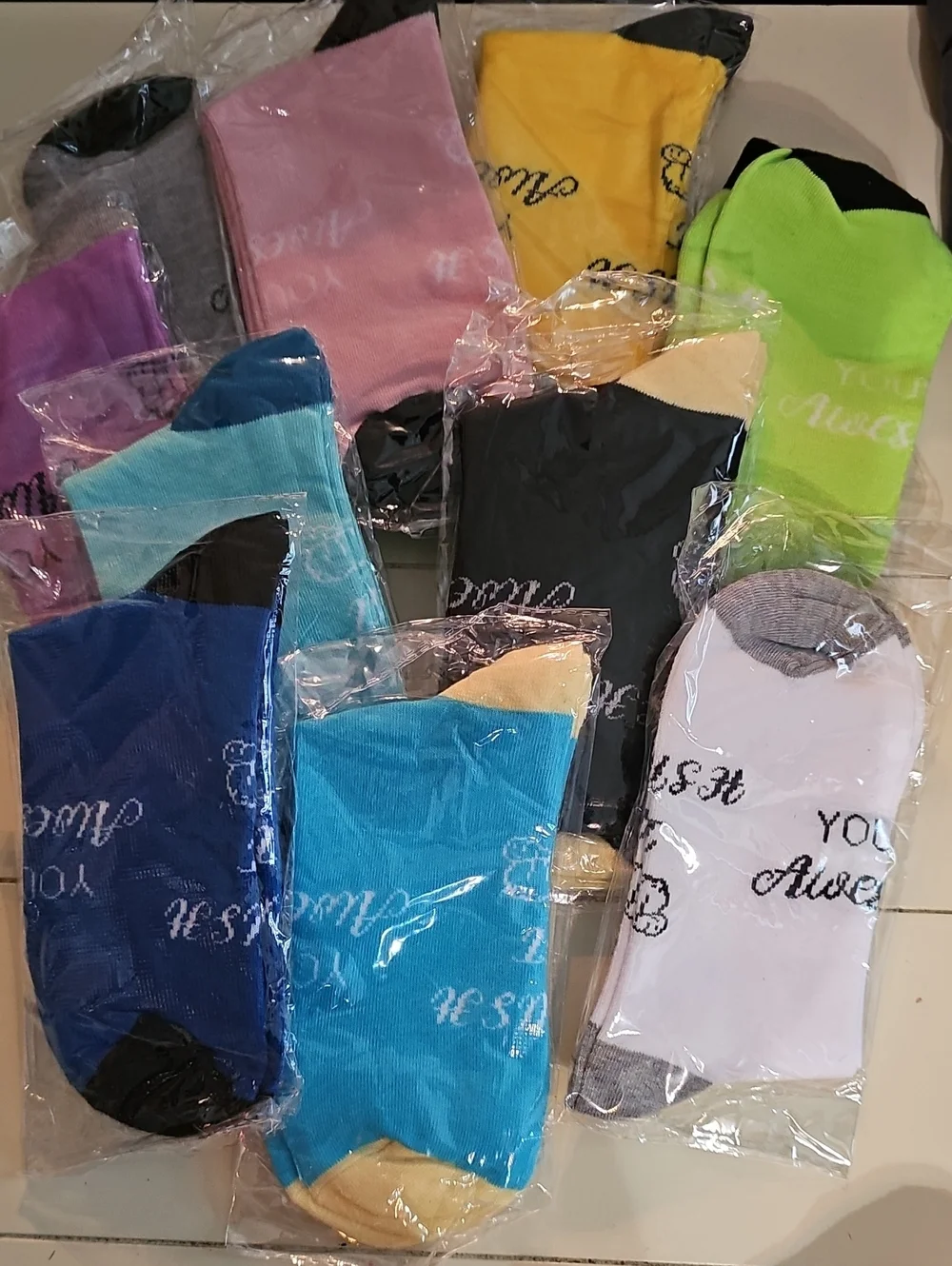 11 Pairs Men's Crew Socks - 'You're Awesome' 
